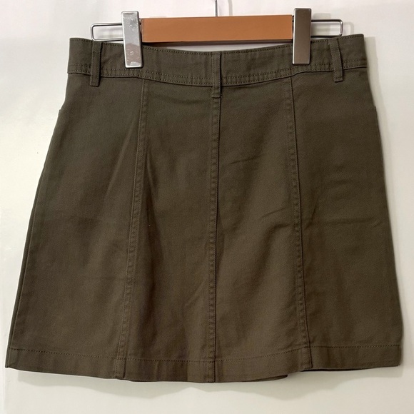 Divided| NEW Olive Button-Up A-Line Pocketed Mini Skirt Sz 6 w/Tags - Picture 5 of 5